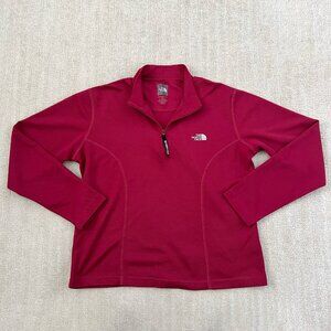 The North Face Womens Vaporwick Zip Up Pullover Red Long Sleeve Top L